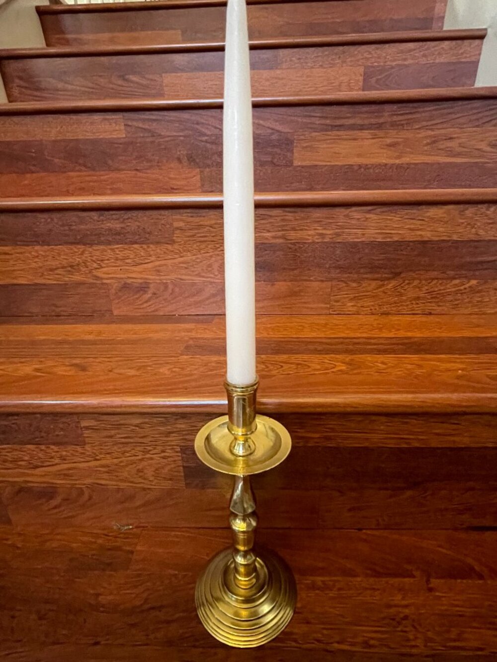 VTG Bombay Co Brass Candlestick Holder Approx 9.5” Felt Bottom Base Incl Candle